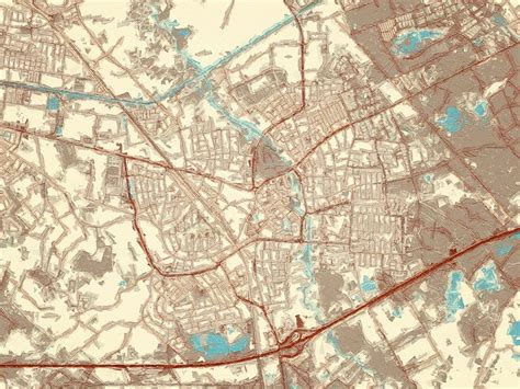 Kaart Van Geldrop In De Stijl Blauw Cr Me Van Map Art Studio Op