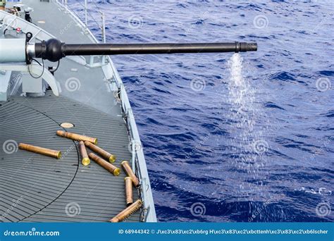 Fired Cannon From A Warship In Sea Stock Photo Image Of Gray