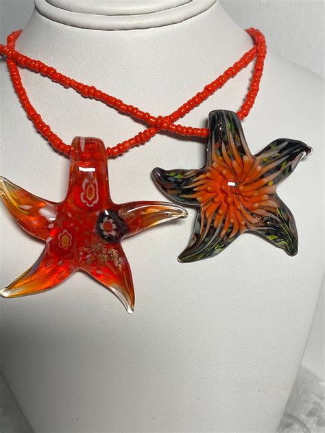 Murano Glass Starfish Pendant Necklace Choker Clavicle Millefiore