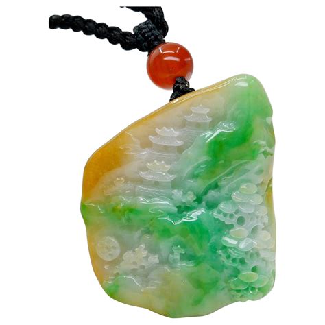 Certified Natural Multi Color Jade And Agate Pendant Necklace