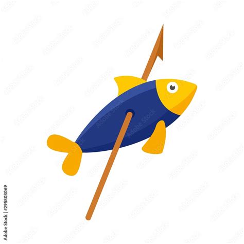 Stone Age Fish In Arrow Icon Flat Illustration Of Stone Age Fish In