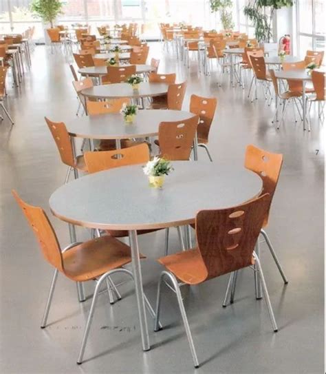 Wooden Stainless Steel Orange Silver Cafeteria Chairs And Tables