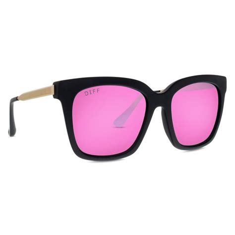 Bella Sunglasses Featuring Matte Black Acetate Front And Tips With Matte Silver Temples And Pink