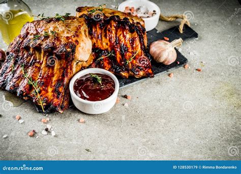 Grilled Bbq Pork Ribs Stock Image Image Of Braai Fried 128530179