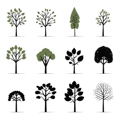 Premium Vector Set Minimalist Vector Illustration Of Tree