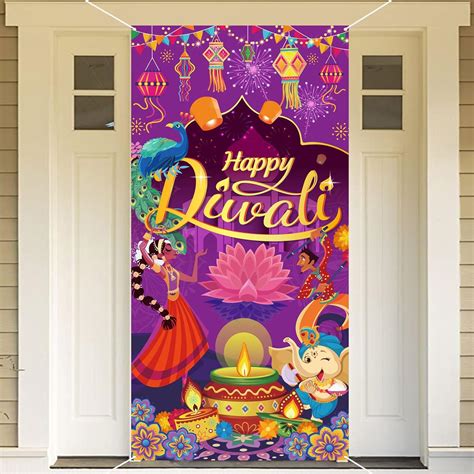 HOWAF Happy Diwali Decoration Door Cover Banner India Festival Of