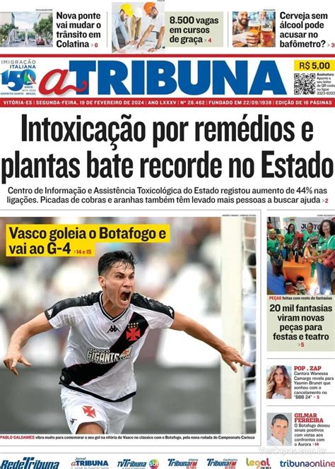 Capa A Tribuna Edição Segunda 19 de Fevereiro de 2024