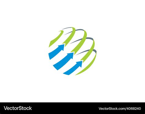 Globe Arrow Business Sphere Line Logo Royalty Free Vector