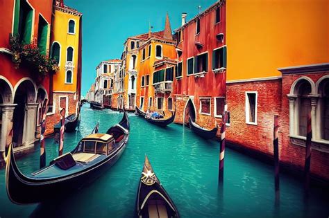 Concepto De Fantas A Que Muestra Venecia Italia La Ciudad De Coloridos