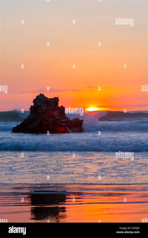 Sunset Reflection In The Ocean On Arrietara Beach Atxabiribil Sopelana