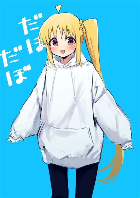 Safebooru 1girl Bangs Black Pants Blonde Hair Blue Background Blush Bocchi The Rock Highres