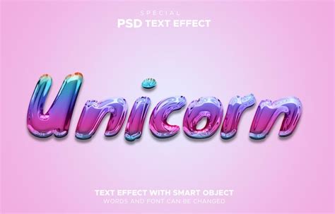 Premium PSD Unicorn Text Effect Editable Smart Object