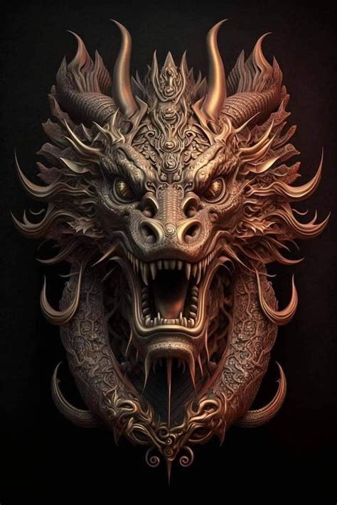 Golden Dragon Head Tattoo Art