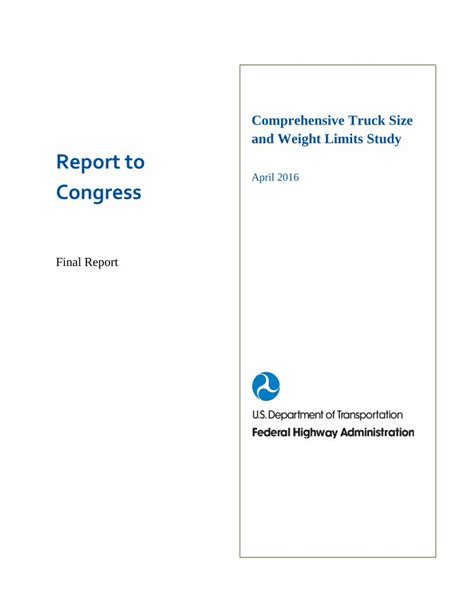 Pdf Comprehensive Truck Size And Weight Limits Study Report To