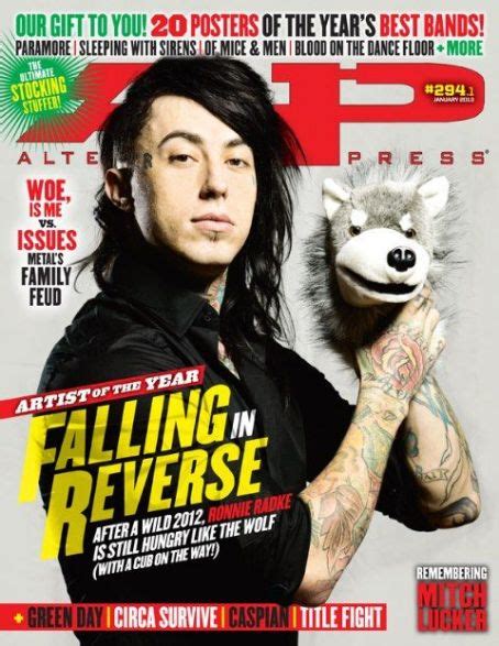 Ronnie Radke Alternative Press Magazine January 2013 Cover Photo