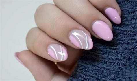 Light Pink Nails With White Lines Design Vibrant Guide