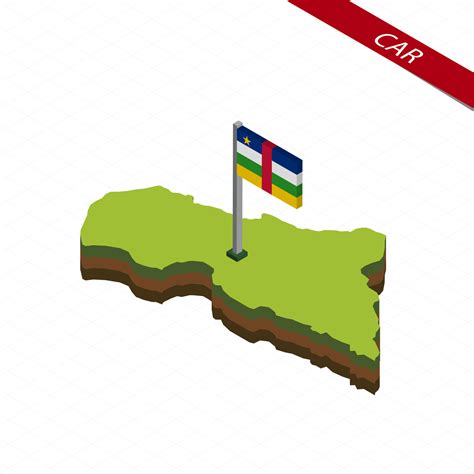 Central African Republic Isometric Map And Flag Vector Illustration