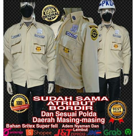 Jual Atasan Dan Setelan Seragam PDL Satpam Terbaru Cream Atribut