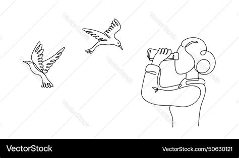 Woman Birdwatching Hobby Royalty Free Vector Image