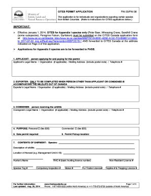 Fillable Online Env Gov Bc CITES Verbal Application Fax Email Print