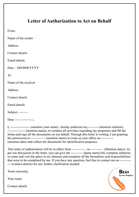 Free Authorization Letter Template Pdf Word Doc