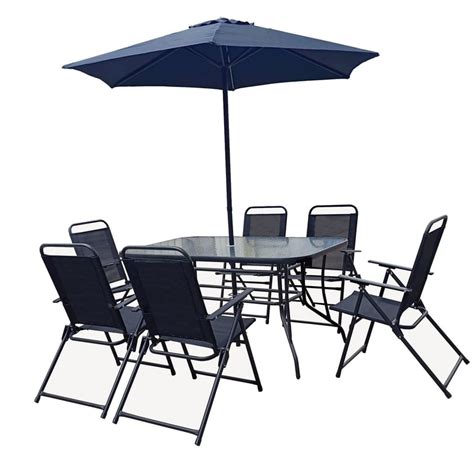 Midtown Juego De Terraza Jardín Set 8 Piezas Con Quitasol Midtown