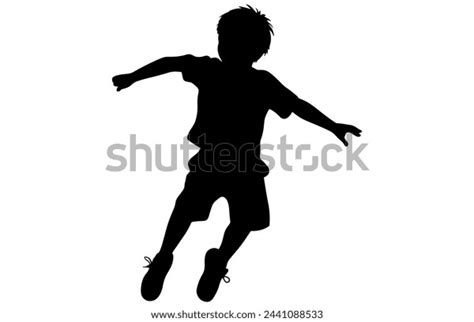 Kids Jumping Silhouette Set Child Jump Stock Vector Royalty Free