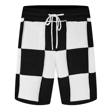 Cole Buxton Chequered Knit Shorts Men Blackwhite Flannels