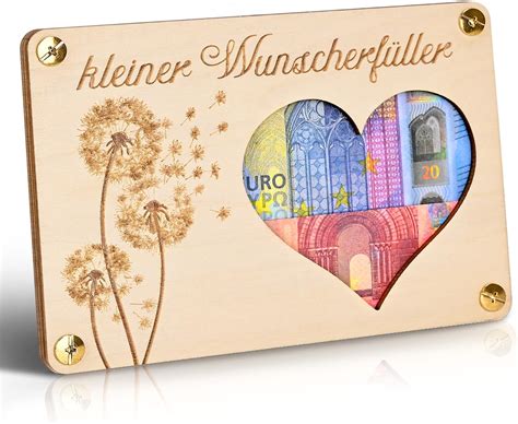 Geldgeschenk Holz Grußkarte im Kleinforma Wunscherfüller Geschenk für