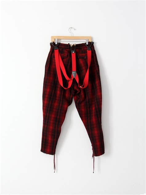 Vintage 40s Woolrich Hunting Pants Red Wool Plaid Pants With