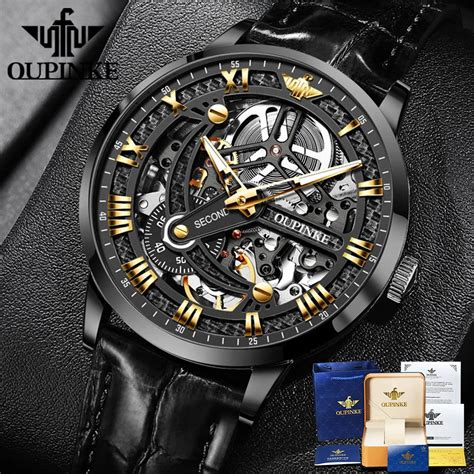 Oupinke Top Brand Mechanical Watch For Men Hollow Deep Waterproof