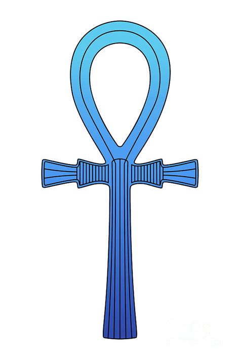 Blue Ankh Sign Cross With Handle Ancient Egyptian Hieroglyphic Symbol