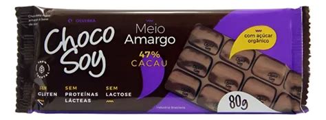 Chocolate Meio Amargo Tem Lactose - Barra Chocosoy Chocolate Meio Amargo Sem Glúten Sem Lactose | MercadoLivre