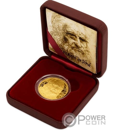 LEONARDO DA VINCI 500th Anniversary 1 2 Oz Moneda Oro 25 Niue 2019