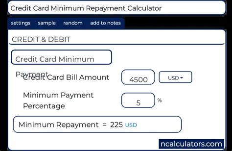 Credit Card Minimum Repayment Calculator