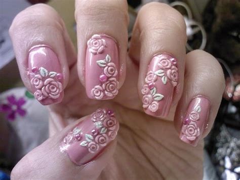 Pink Flower Nail Art