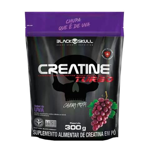 Creatine Turbo Monohidratada 300g Refil Uva Black Skull Otimanutri