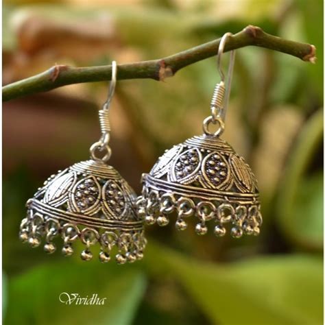 White Metal Silver Finish Metal Jhumka | Jimiki/jhumka love | Pintere…