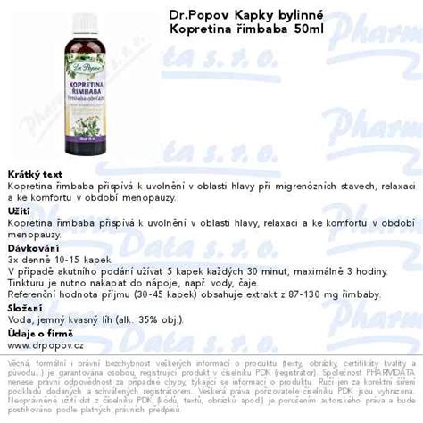 Dr.Popov Kapky bylinné Kopretina řimbaba 50ml | SOS lekáreň online ...