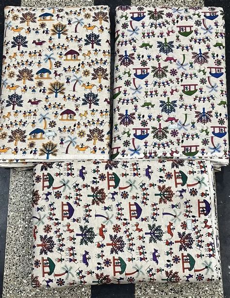 Warli Printed Cotton Fabric At Rs 55 Meter Floral Cotton Fabric In