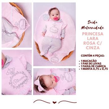 Kit Saída de Maternidade 4 Peças Conjunto Princesa Lara Roupinha Menina