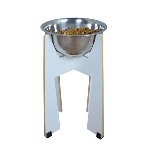 Comedouro Elevado Pet Gato Cachorro Mdf Torre Grande Inox Madeccor Pet