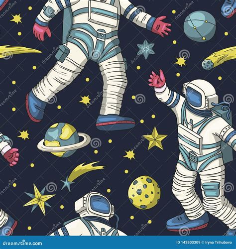 Teste Padr O Sem Emenda Do Vetor Do Astronauta Ilustra O Do Vetor