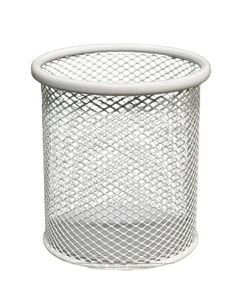 Стакан канцелярский круглый металлический, белый цвет, 95 x 90 мм ...