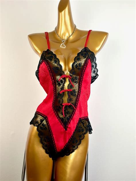 Vintage S Teddy Lingerie Victorias Secret Gold Labe Gem