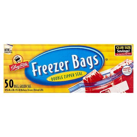 ShopRite Double Zipper Seal Freezer Bags, Gallon Size, 50 count