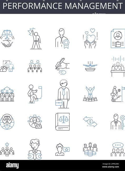 Performance Management Line Icons Collection Talent Development Goal