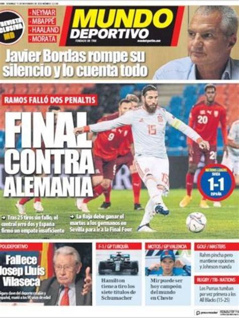 La Portada Del Diario Mundo Deportivo 15 11 2020