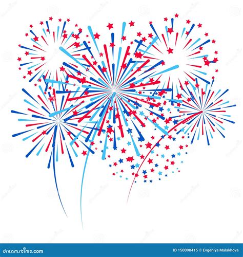 Fireworks Elements Animation Set On Transparent Background Vector