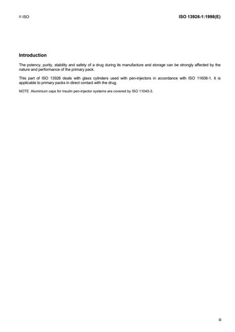 Iso 13926 11998 Pen Systems — Part 1 Glass Cylinders For Pen